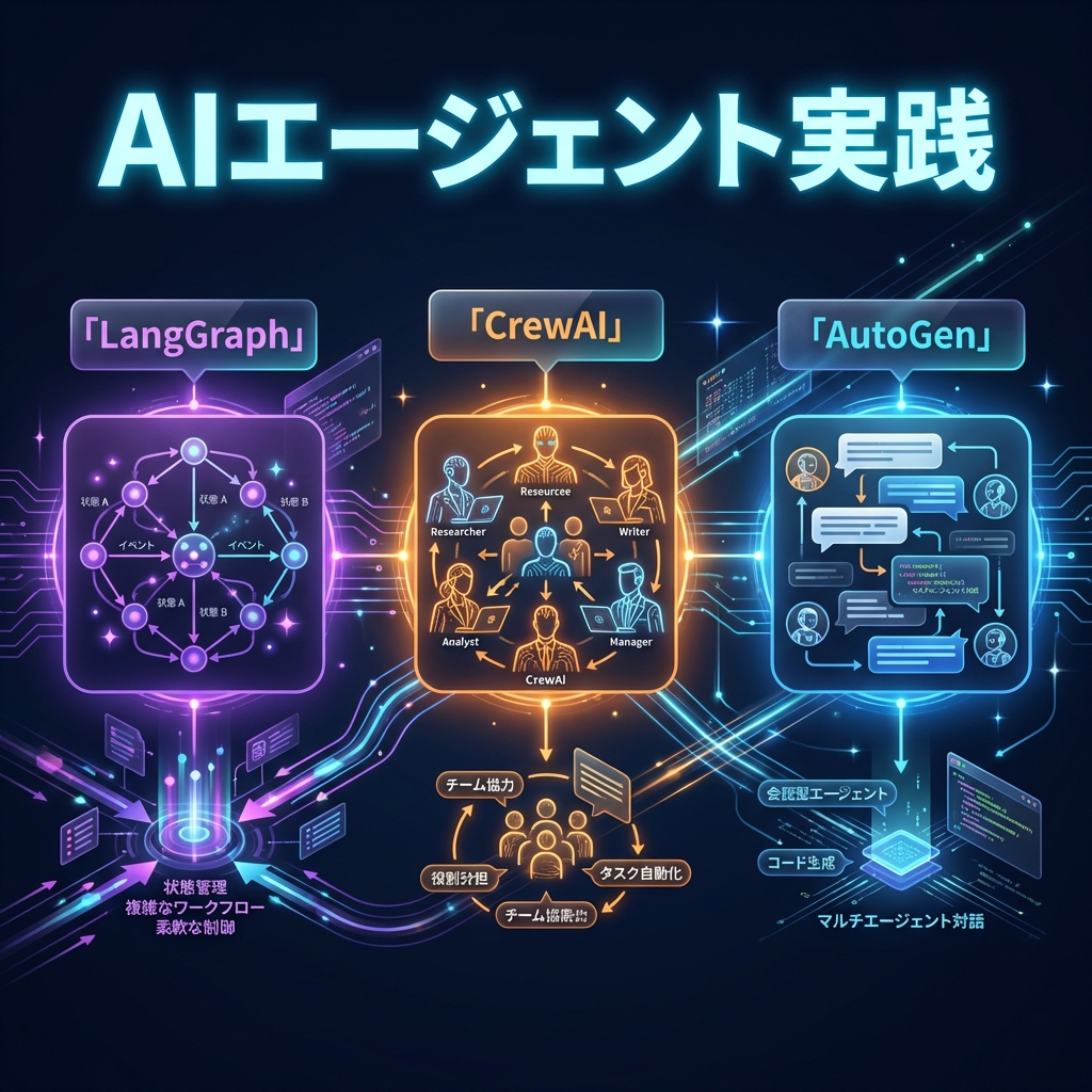エージェンティック・ワークフロー実践ガイド：LangGraph・CrewAI・AutoGen 徹底比較